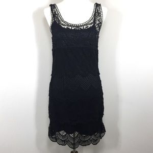Urban Outfitters Staring at Stars Black Sleeveless Tank Scallop Crocheted Dress